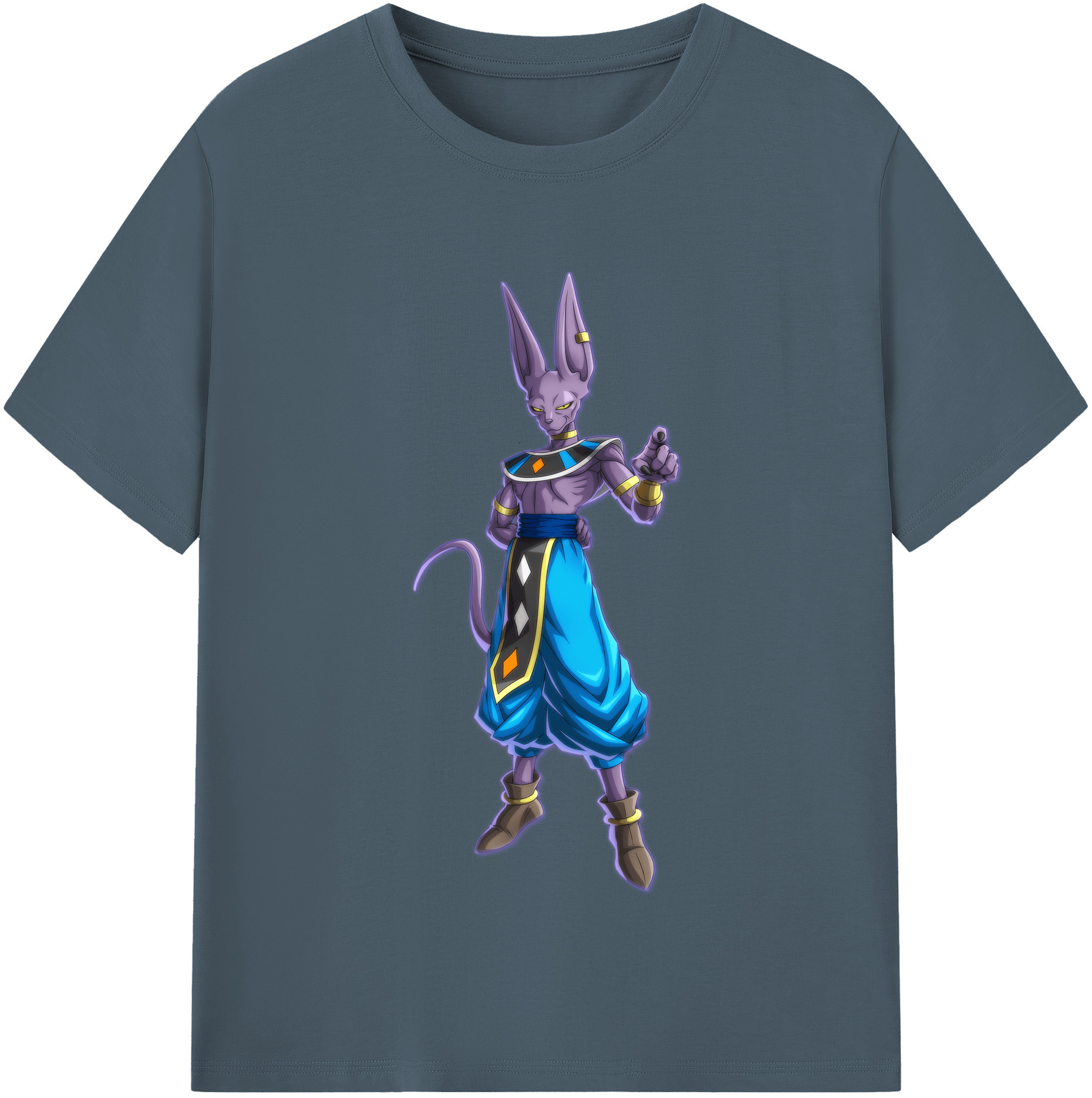 （画像用） ドラゴンボール ビルス 破壊神ビルス DRAGON BALL Beerus Birusu 綿100％半袖Tシャツ（フロントプリント）